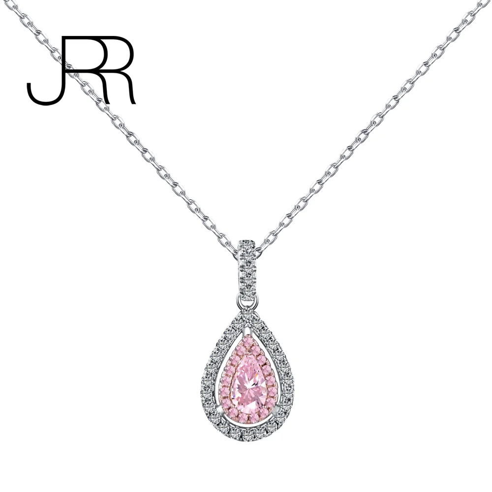 

JRR New Arrival Origin 925 Sterling Silver Pink Pear Cut Pendant Diamond Gemstone Necklace for Women Fine Jewelry Free Shipping