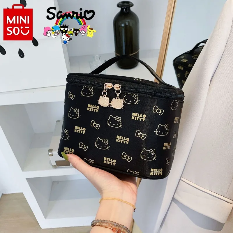 Miniso Hello Kitty 2024 Makeup Bag Fashionable High Quality Women's Wash Bag Cartoon Casual Large Capacity Portable Storage Bag