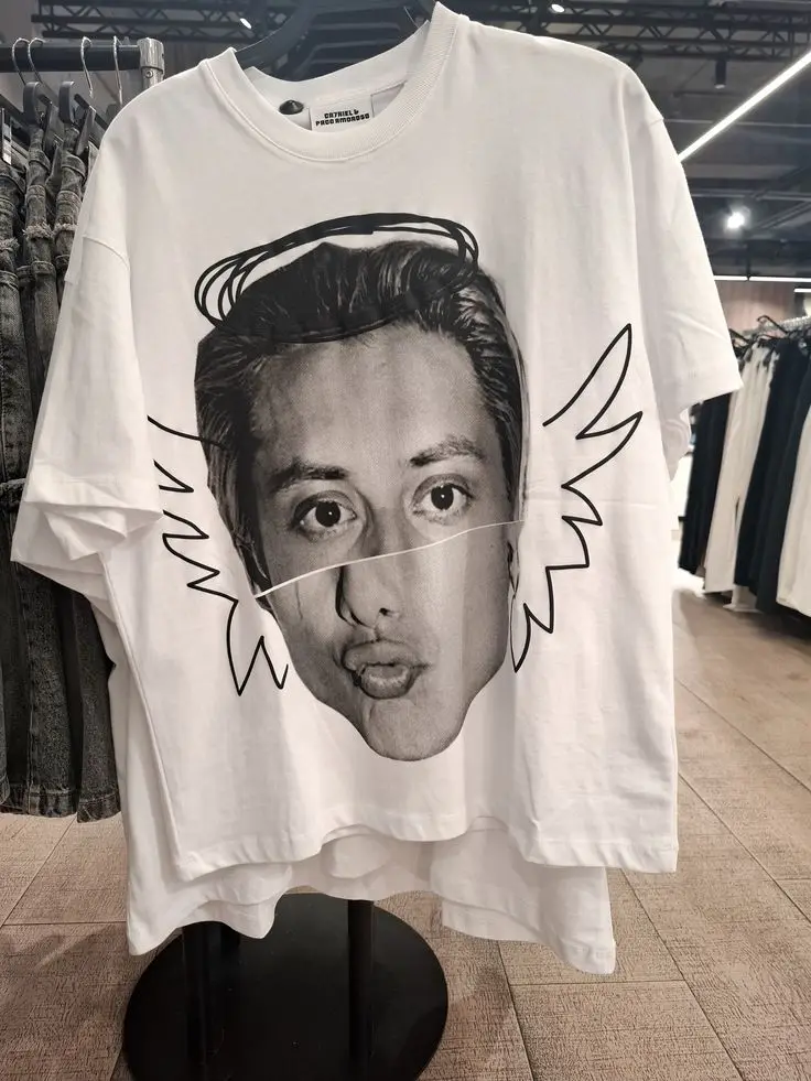 American Retro Vintage White Short Sleeve T-Shirt Lazy Subculture Style Cotton round Neck UV Protection Fashionable Men's Shirt
