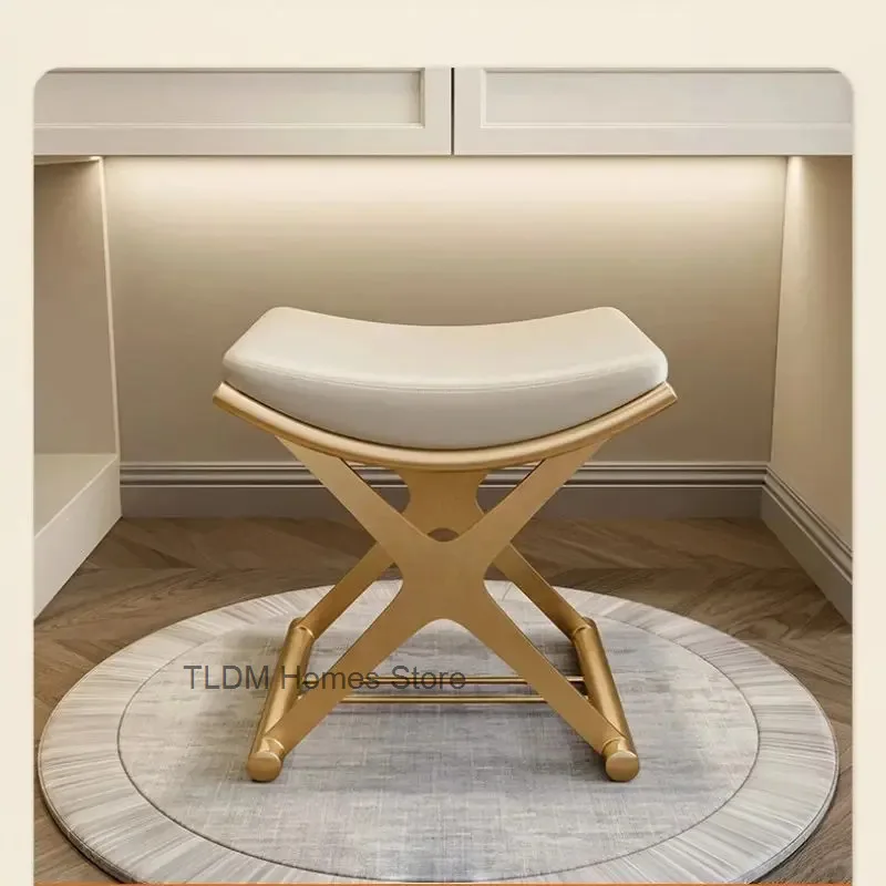 Bedroom dressing table stool Entrance Shoe bench ​Metal small Makeup chair designer Soft bag footrest Hallway ottoman Furniture