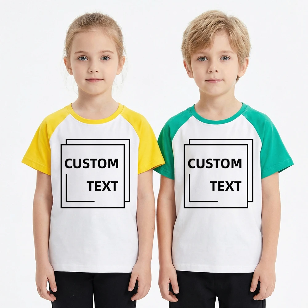 

Personalized T-Shirt Add Your Own Text on Shirt Custom Kids Girl and Boy Tshirt Patchwork Color Customized Blank Logo Photo
