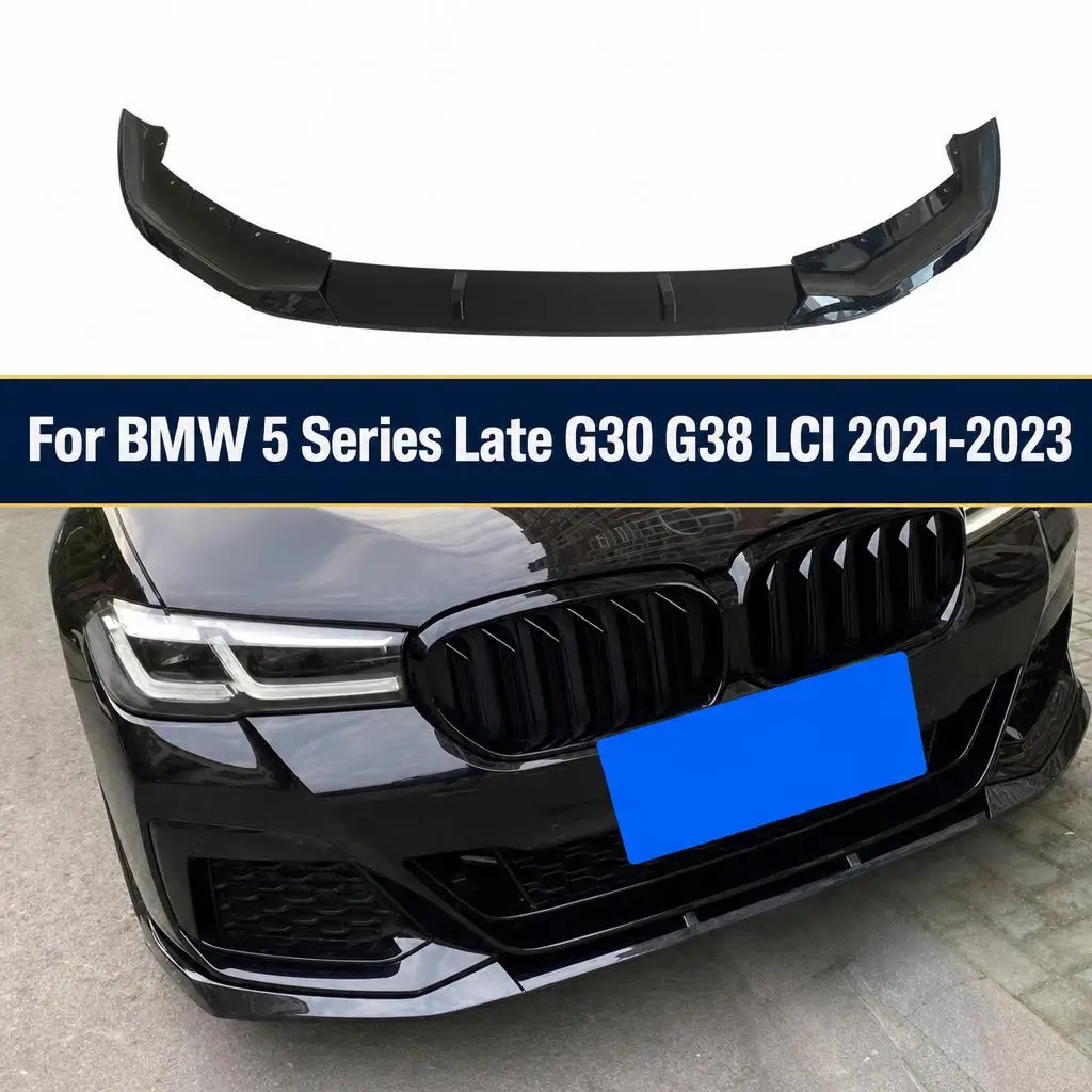 Splitter per Labbro Anteriore per BMW Serie 5 G30 G38 LCI 2021-2023 Nero Lucido ABS Parti di Modifica Esterna