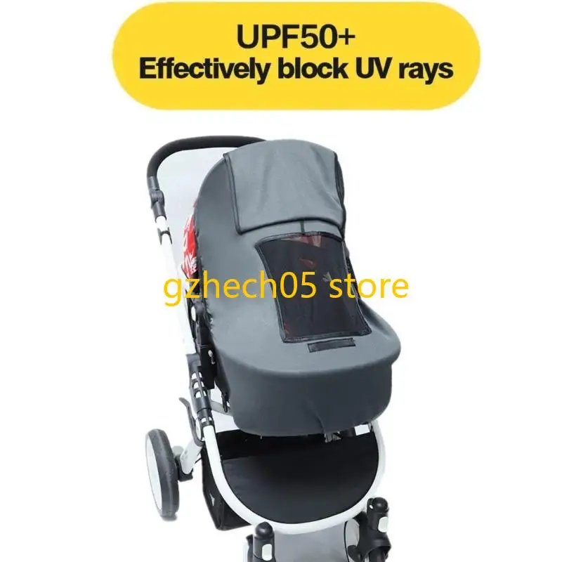 

D55E Windproof Sun Protector Baby Strollers Sun Shade Cover Pushchair Canopy Awning