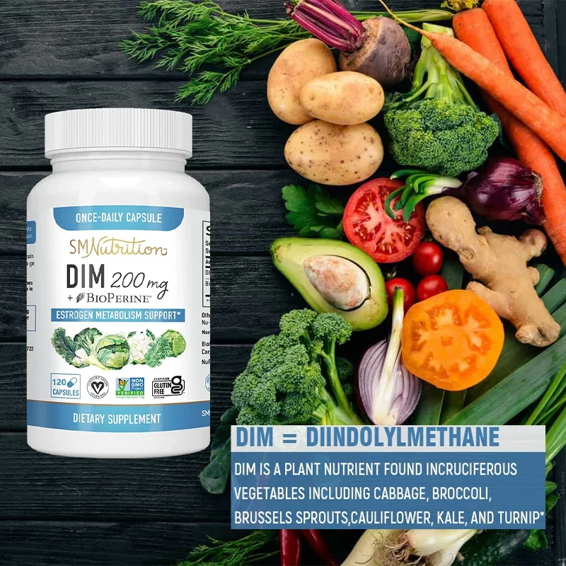 DIM Supplement 200 mg - Diindolylmethane for Women\'s Estrogen secretion Balance, Menopause, PCOS, Metabolic Support