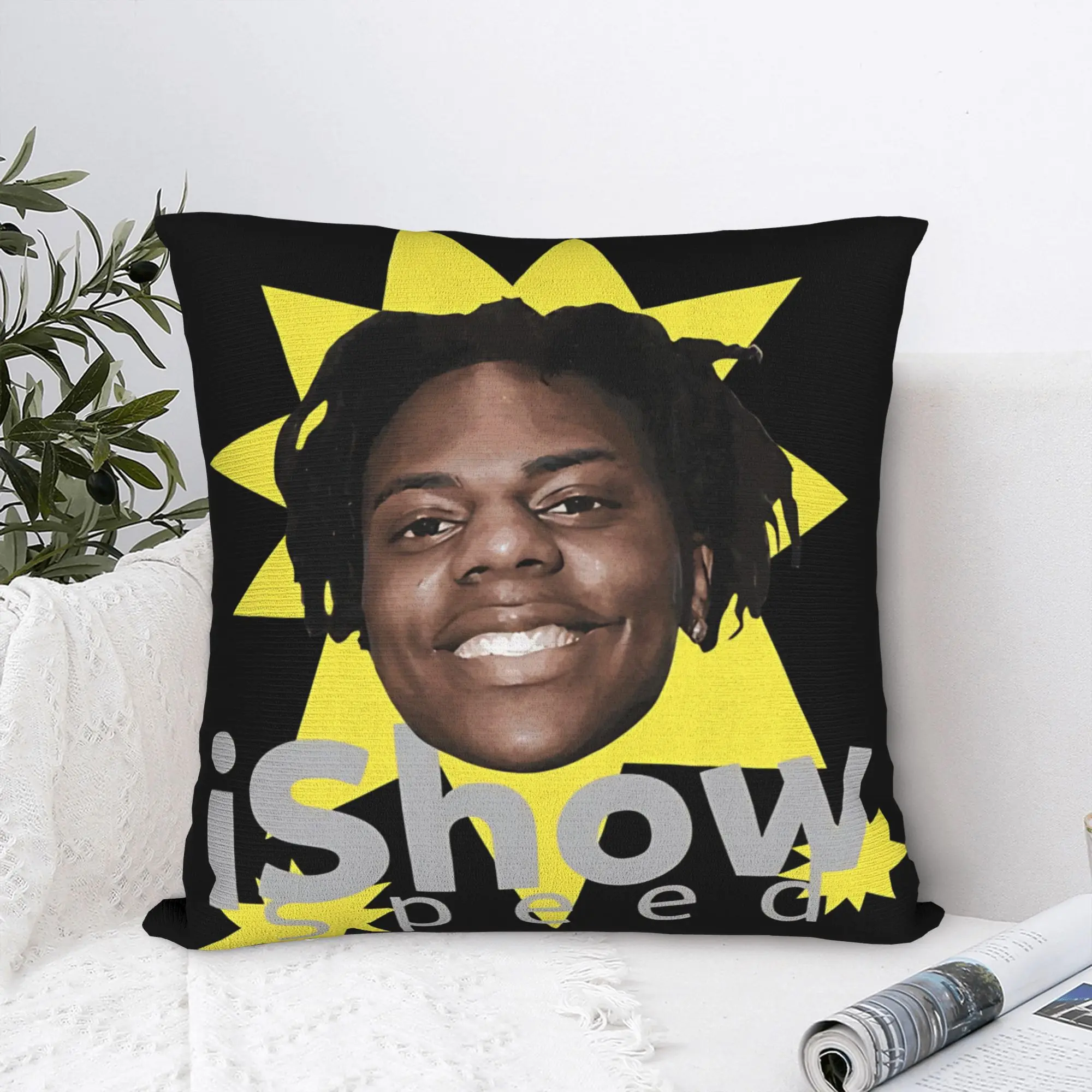 Funny Ishowspeed YouTuber  Pillow Cover  Soft Cushion Cover Novelty Pillow Case For Sofa Home Decor