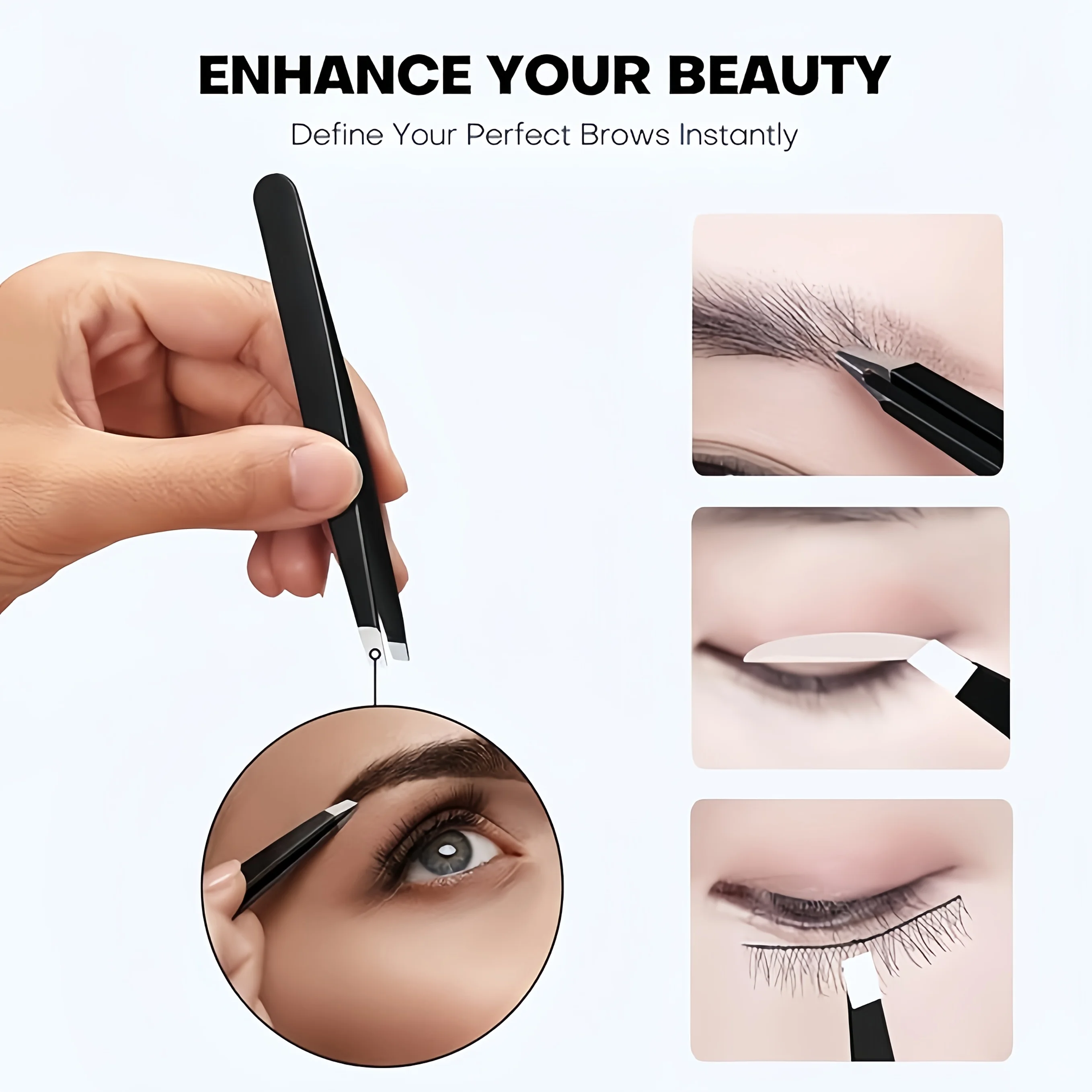 Pinça profissional de precisão de aço inoxidável, 6 peças, tesoura adequada para aparar sobrancelhas, remoção de pelos faciais, adequada para viagens