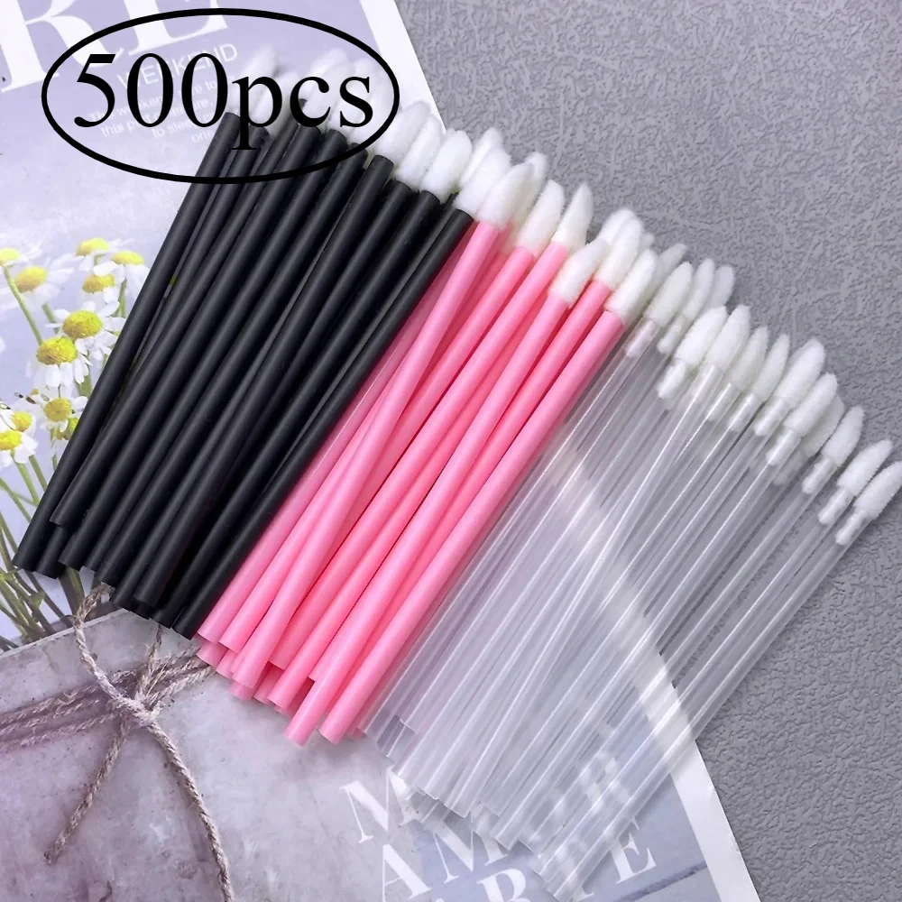 500 pièces brosse à lèvres jetable rouge à lèvres brosse cils microbrosse Mascara baguettes applicateur écouvillon outils d'extension de cils en gros