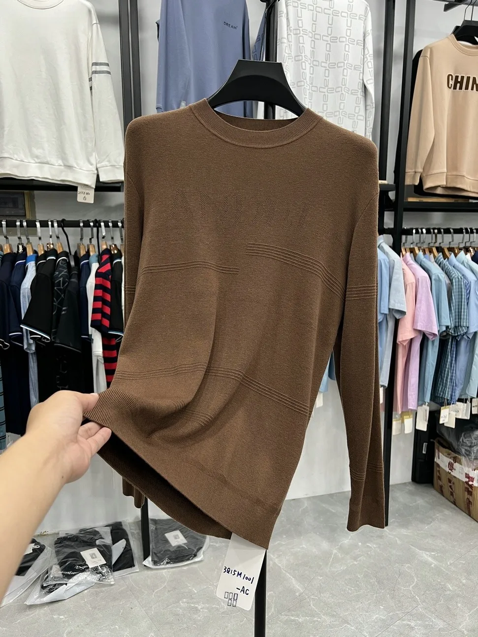 

Soft Skin-Friendly round Ne Knitted Sweater with 25 Wool 47 Modal Fiber Casual Sle Men's Knitwear Comfortable Warmth