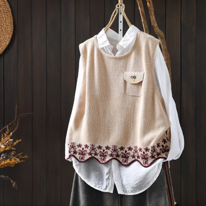 

Женский повседневный жилет, свитера, Новое поступление, осень 202, простой стиль, с круглым вырезом, однотонные женские вязаные пуловеры без рукавов M2173