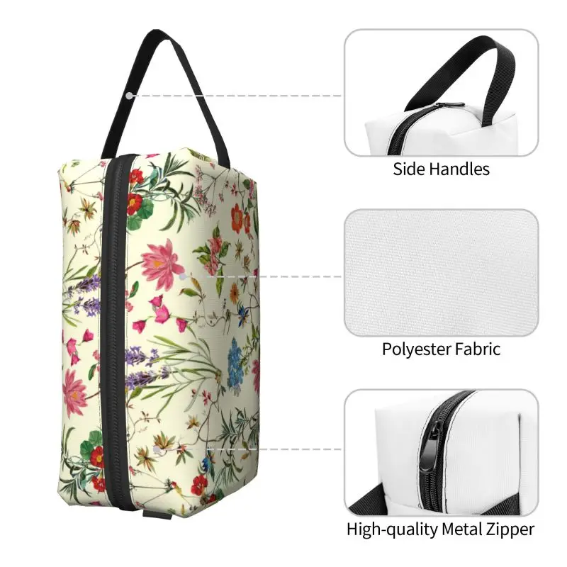 Flower makeup bag Ladies zipper large printed Wash bag Travel storage Toiletry bags Pen bag Suitable for men\'s travel study