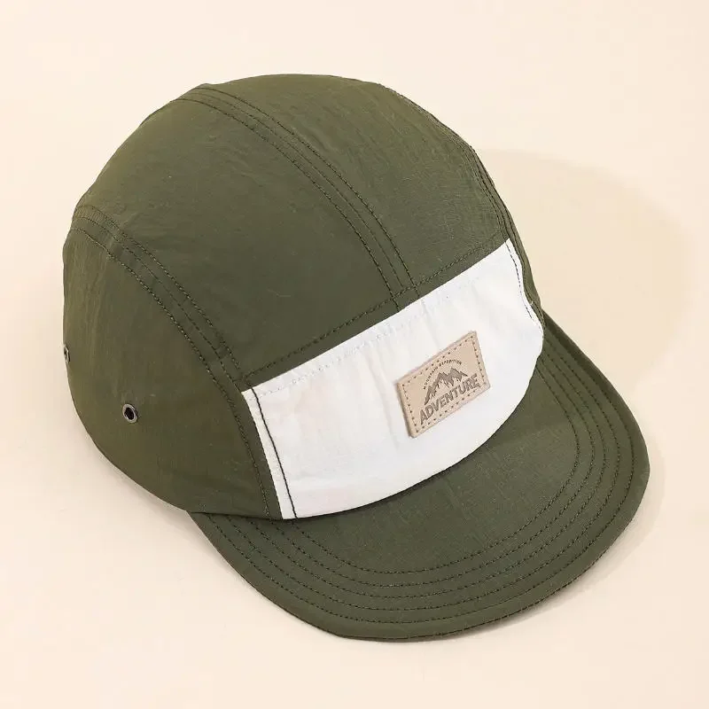 Boné de beisebol de aba curta, estilo japonês, com design retro e blocos de cor, ideal para uso ao ar livre, com aba macia, adequado para todas as estações e de secagem rápida.