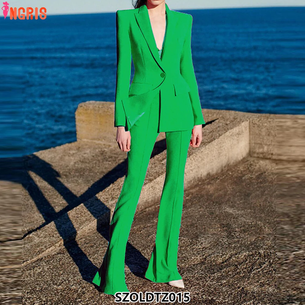 

High Quality Bell Bottom Two Piece Business Suit Women Elegant Ladies Suit Office Dress-SZOLDTZ015