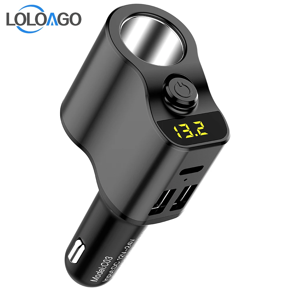 

Car Charger Cigarette Lighter Socket Power Adapter Dual USB Fast Charge Voltage Detection with Independent Switch For a Socket