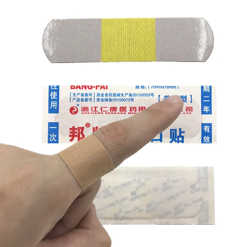 100 pçs/set não tecidos band aid tiras de primeiros socorros ferida gesso remendos ataduras adesivas 70x18mm curativo ferida