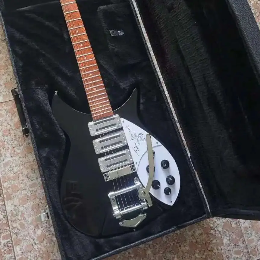 

Rickenbacker 325 Electric Guitar With Tremolos System Bridge Black Color High Quality Guitarra Free Shipping Piano case