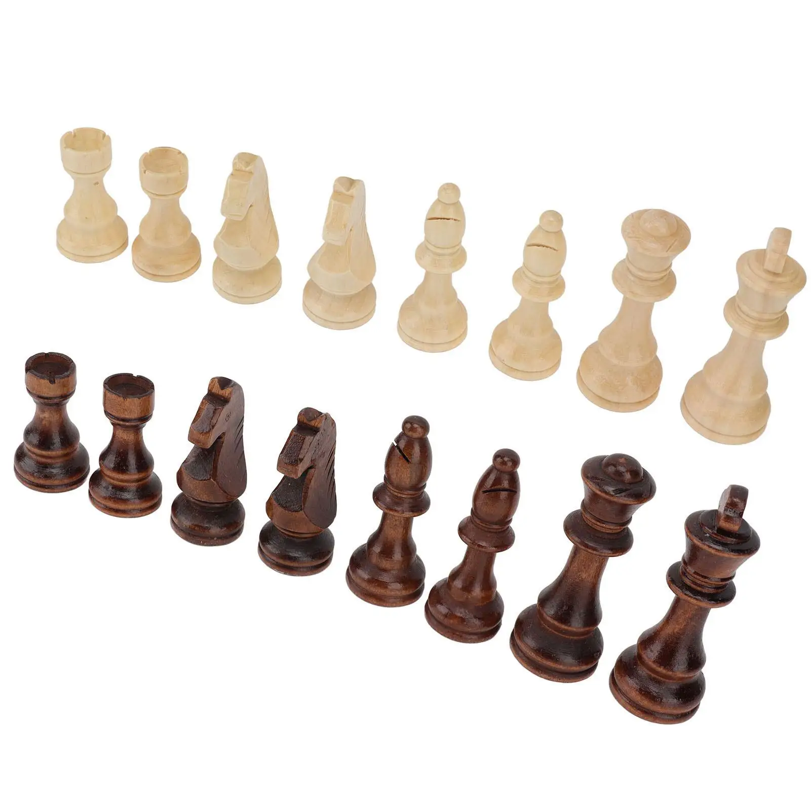 Lightweight Glossy Imitation Wood Chess Pieces - 2 Colors - Perfect for beginners & Casual Games