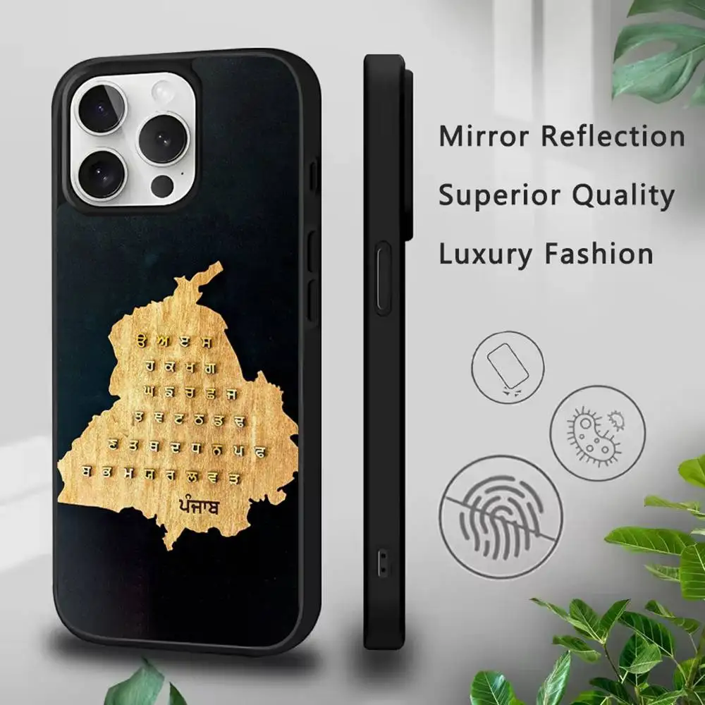 Schilderen Punjab Kaart Telefoonhoesje voor iPhone 17,16,15,14,13,12,11,Pro,Max,Plus,Mini,SE4,E Magnetisch Magsafe Draadloos opladen