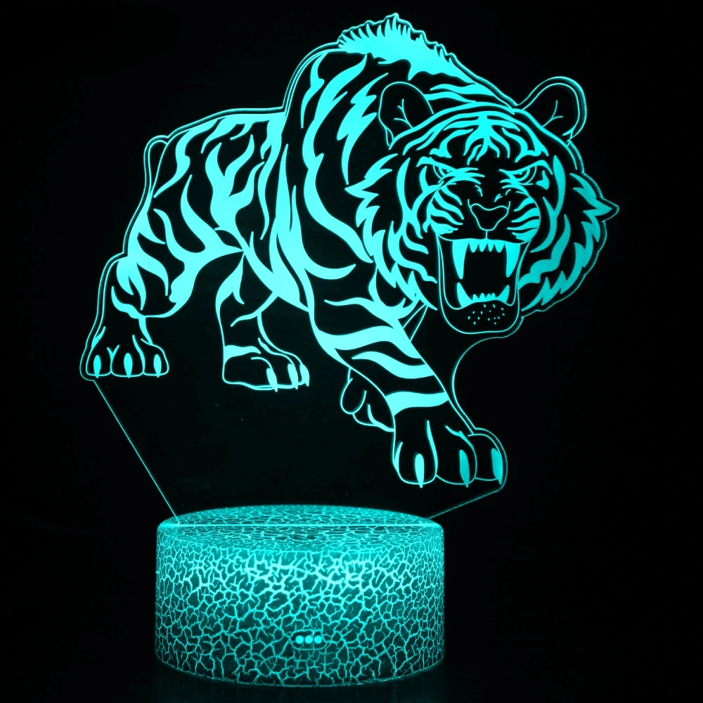 Nighdn Tiger 3D Night Light Illusion LED Lamp Bedside Table Decor 7 Color Changing Nightlight Christmas Birthday Gift for Kids