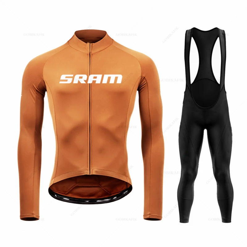 Sram Team Autumn Cycling Jersey Set Long Sleeve Quick Dry Cycling Clothing Bike Uniform MTB Clothes Bicycle Wear Ropa Ciclismo