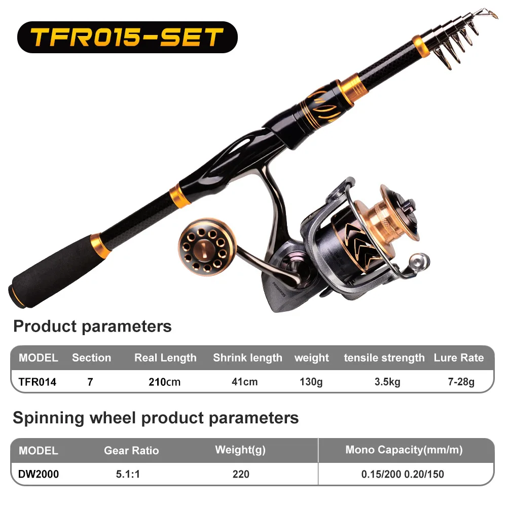 Baitcasting Reel and Rod Combo Kits Telescopic Pole with Spinning Reel Set Bass Fishing Tackle Gift