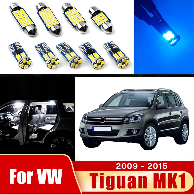 

8 шт. автомобильных светодиодных ламп для Volkswagen VW Tiguan MK1 2009-2015, лампы для чтения в салоне, освещение багажника, аксессуары