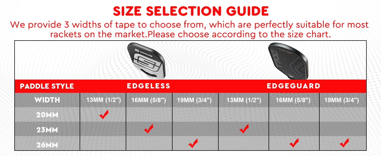 Pickleball Paddle Protection Tape 23/26mm Width-PU Interwoven Texture Edge Tape,for 13mm/16mm/20mm Thicknesse Pickleball Paddles