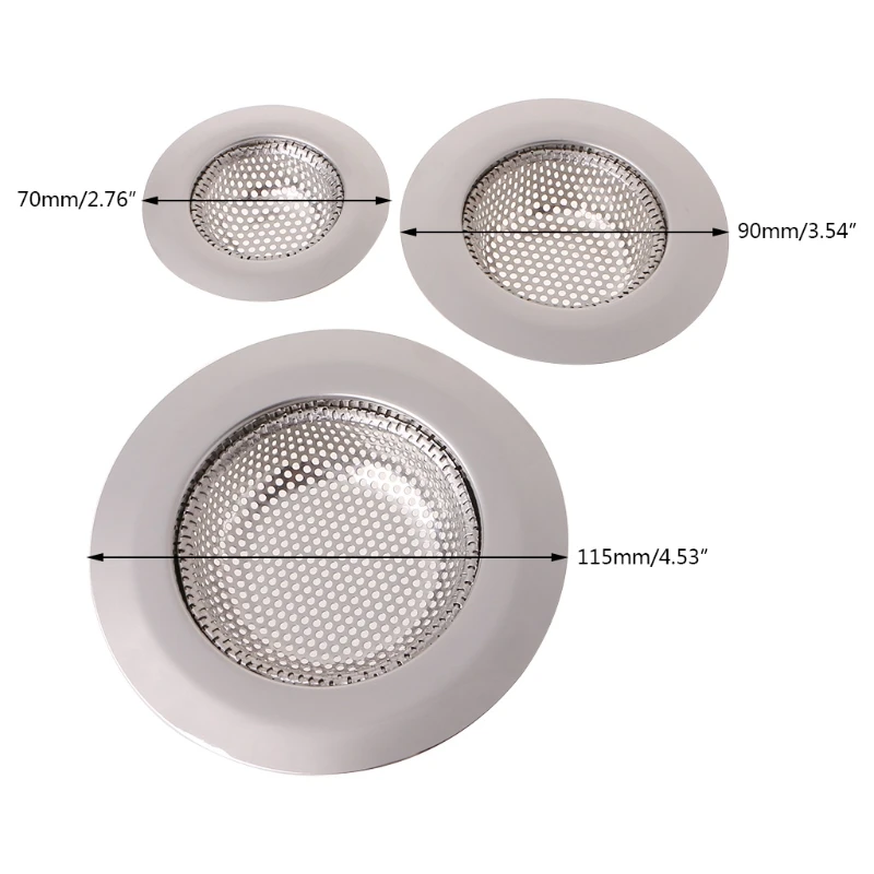 Nuevo Filtro drenaje acero inoxidable para fregadero cocina, 3 uds., tapón para