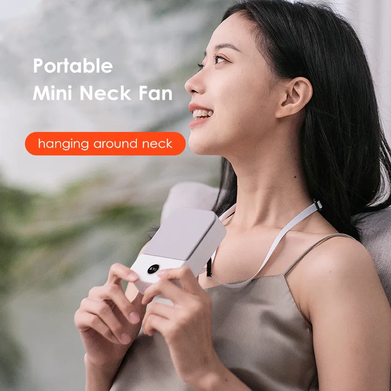 Portable New Mini Neck Fan USB Rechargeable with Power Bank Handheld Fan Desk Adjustable Fan Air Cooler for Home Office Outdoor