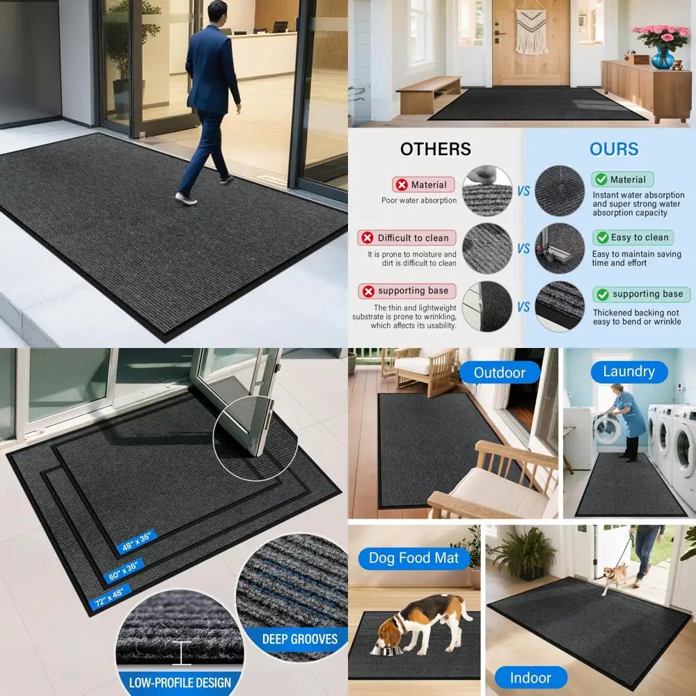 

Durable 4x6 Front Door Mat for Indoor and Outdoor Use, Heavy-Duty Non-Slip Entrance Mat for Commercial and Residential Entryways