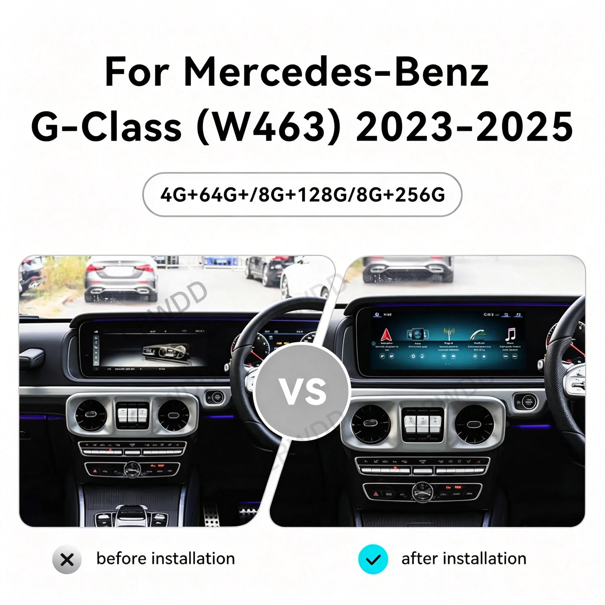 Dual 12.3“Right rudder Screen Car Stereo Radio For Mercedes-Benz G-Class W463 2023-2025 Carplay Multimedia Player GPS Navigation