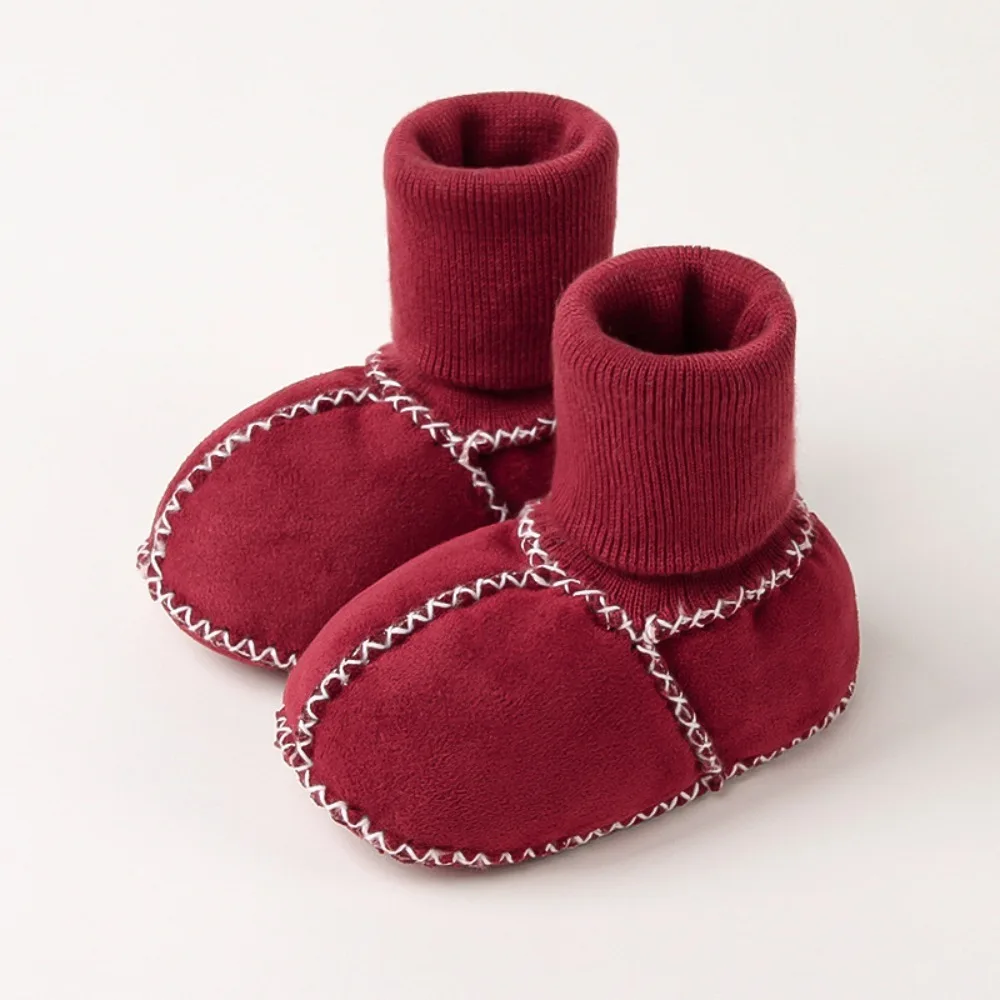 Thickened Suede Leather Shoes Suede Leather Soft Bottom Infants Winter Booties Fleece-Lined Anti-slip Winter Shoes 0-12 Months