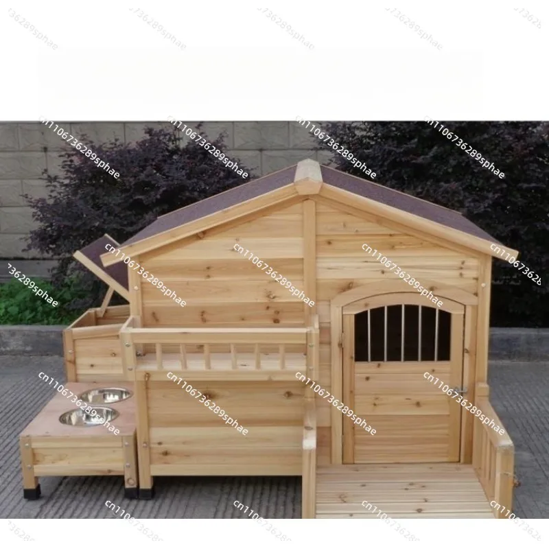 Outdoor cat cage, balcony rainproof, anti-corrosion and sun protection Solid wood rabbit cage, rabbit house, kennel cage