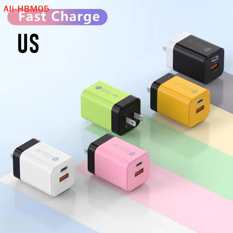 (HB05)20W US Fast Wall Charger Dual PD USB Ports High Speed Charging For Smartphones Tablets Home Office Travel Use