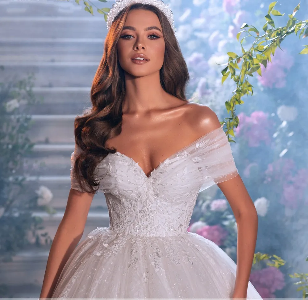 Luxury Wedding Dresses 2025 Bridal Gown A-line Beading Lace Appliques Off The Shoulder Vestidos De Noiva Custom Made