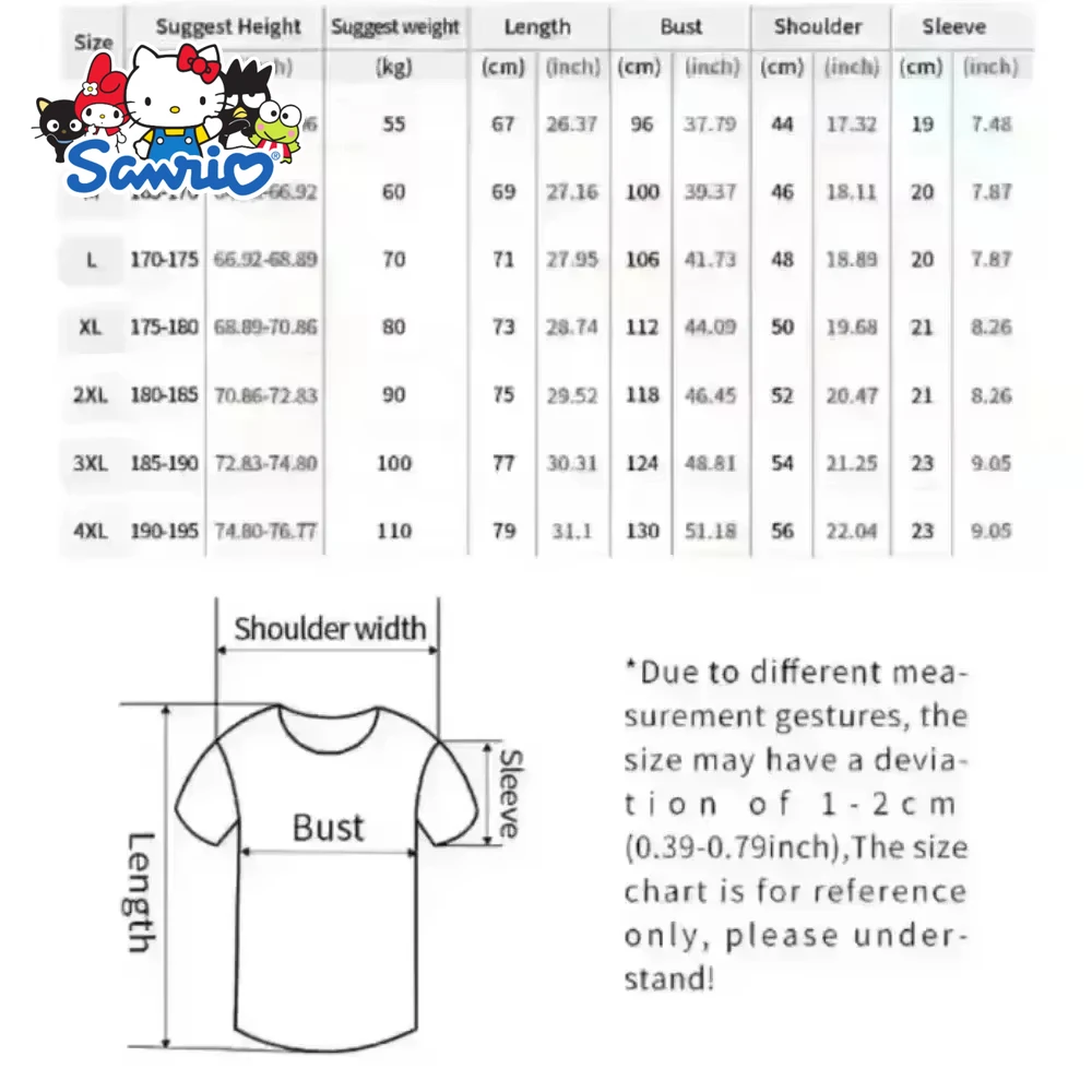 سانريو بلدي ميلودي الوجهين تي شيرت مطبوع الصيف القطن المرأة حجم كبير تي شيرت Y2K ريترو فضفاض عادية قصيرة الأكمام