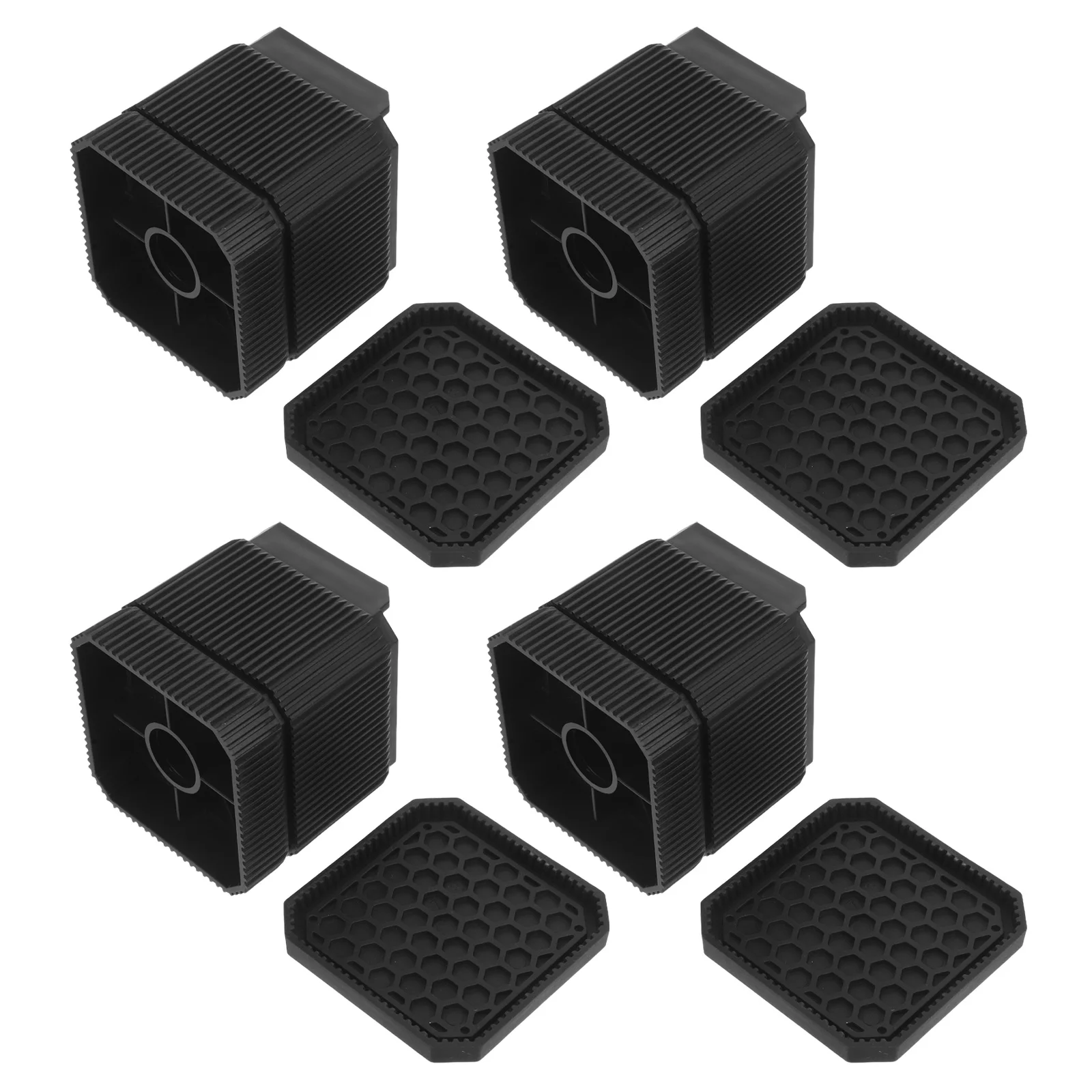 

4Pcs Furniture Riser Height Extender 7.6x7.6cm Non Skid Base Stackable for Bed Sofa Table Desk Heavy Duty Leveler Bottom Feet
