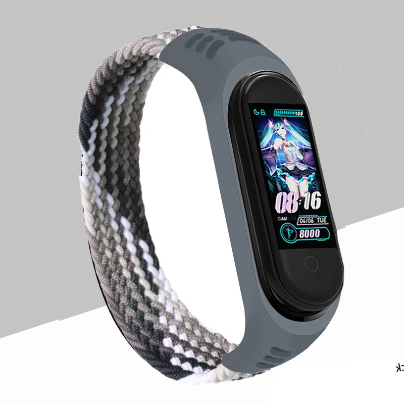 ไนลอนถัก SOLO LOOP สําหรับ Xiaomi Mi band 7 6 สายนาฬิกา NFC นาฬิกาสร้อยข้อมือสมาร์ท Mi band เข็มขัด Correa บน Mi band 7 5 4 3 8