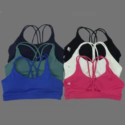 Solid color soft women's yoga bra, tight fitting and gathering, high-strength shockproof fitness, running and cycling sports bra