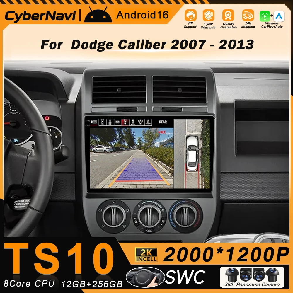 Android For Dodge Caliber 2007-2013 Autoradio GPS Navigation 5G wifi BT Car 2Din QLED Screen Multimedia Player Carplay Bluetooth
