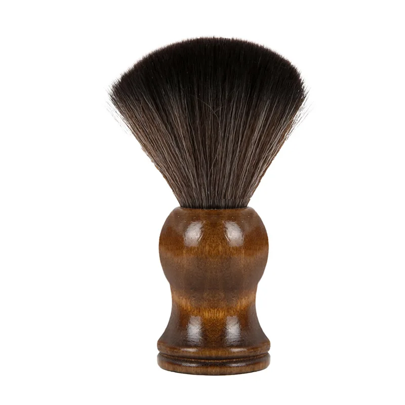 Soft Nylon Shaving Brush Portable Soft Brush Sweeping Salon Cleansing Foam Brush Wooden Handle Beard Brush