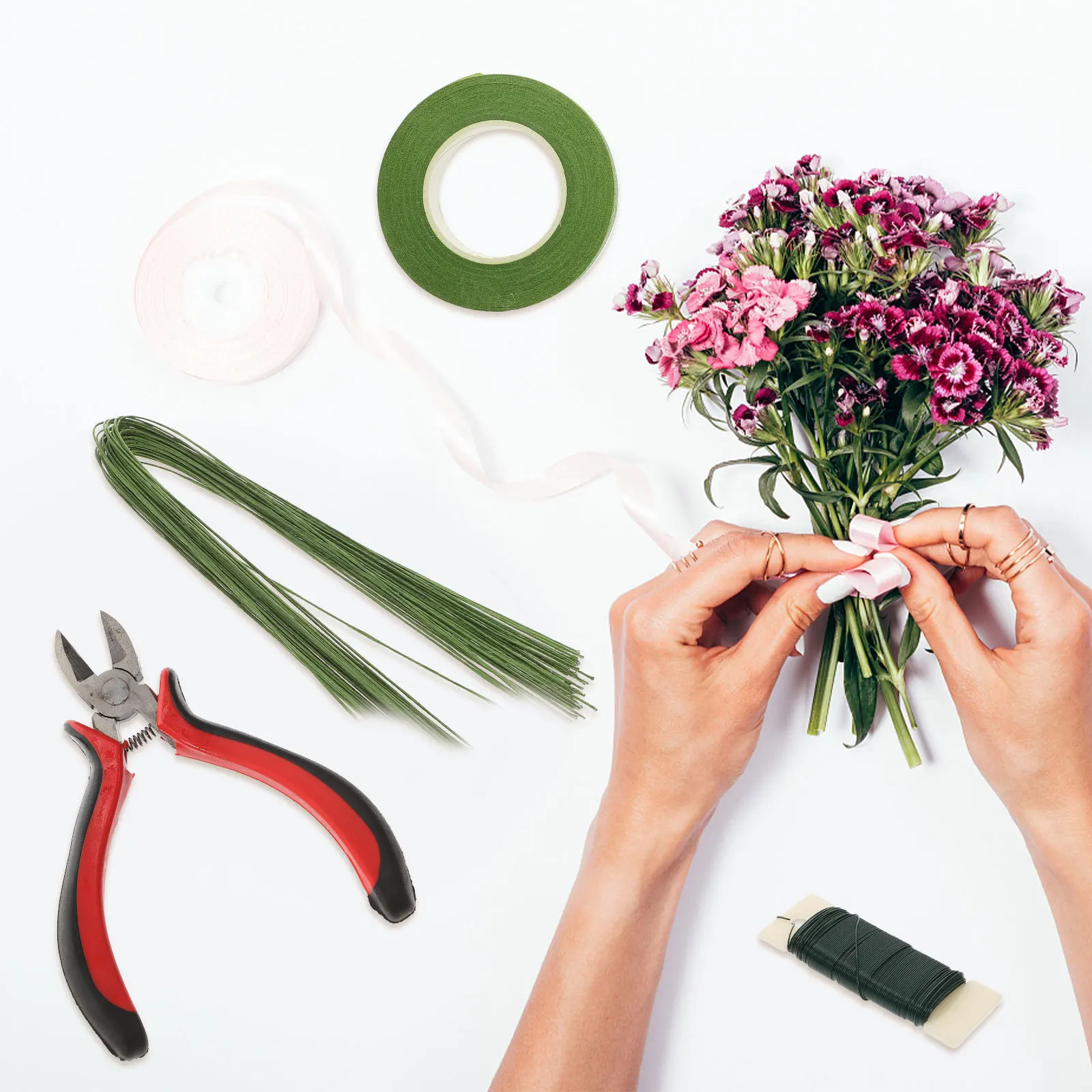 1 セットフラワーアレンジメントテープキット異なる色の花テープ伸縮性のある Diy ツールブーケリース結婚式の装飾クラフト