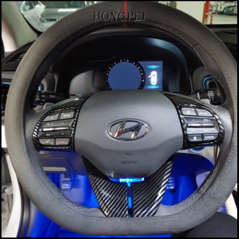 

Car Styling For Hyundai IONIQ 2016 2017 2018 Steering Wheel Button Decoration Cover Sticker Trim Auto Parts Accessories
