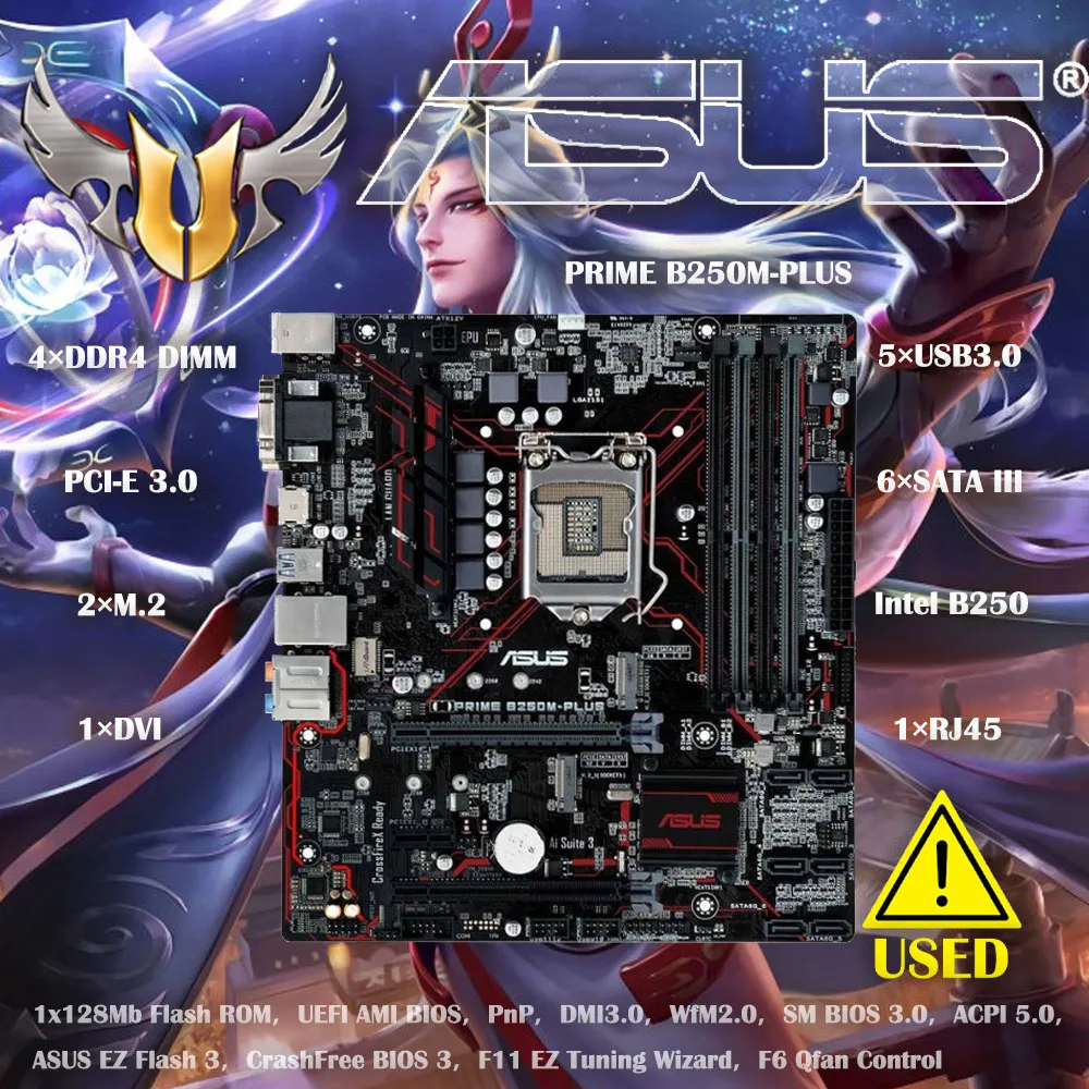 Asus PRIME B250M-PLUS 오리지널 데스크탑, 인텔 B250 B250M DDR4 마더보드, LGA 1151 i7, i5, i3, USB3.0, SATA3 