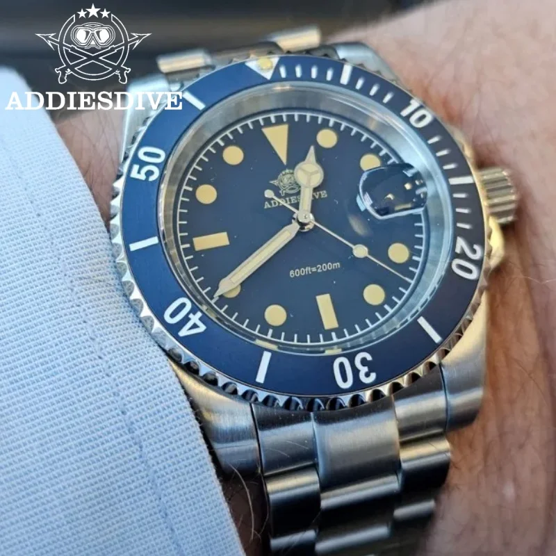 

ADDIESDIVE AD2054 reloj hombre Watch For Men Luminous 316L Stainless Steel Date 200M Diving Ceramic Bezel Quartz Watches