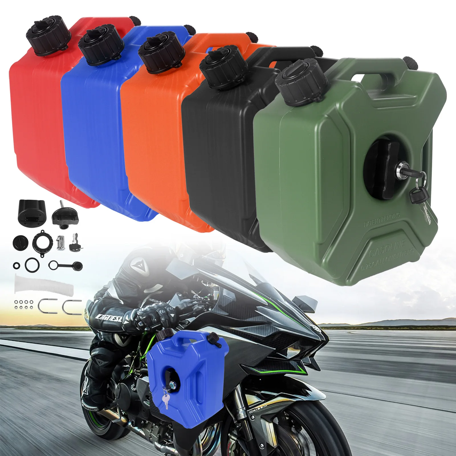 Sand‑Plate Anti‑Static Plastic Fuel Can 3L Spare Tank For Car Motorcycle
