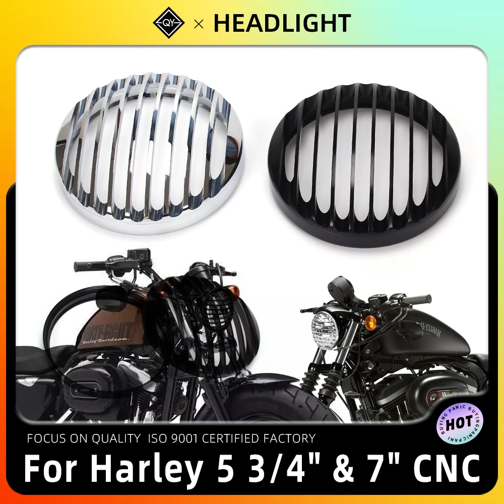 

5 3/4" 7" Round Chorme Metal Led Headlight Grill Cover For Harley Sportster XL 883 Iron 1200 04-18 Custom XL Accessories 2018