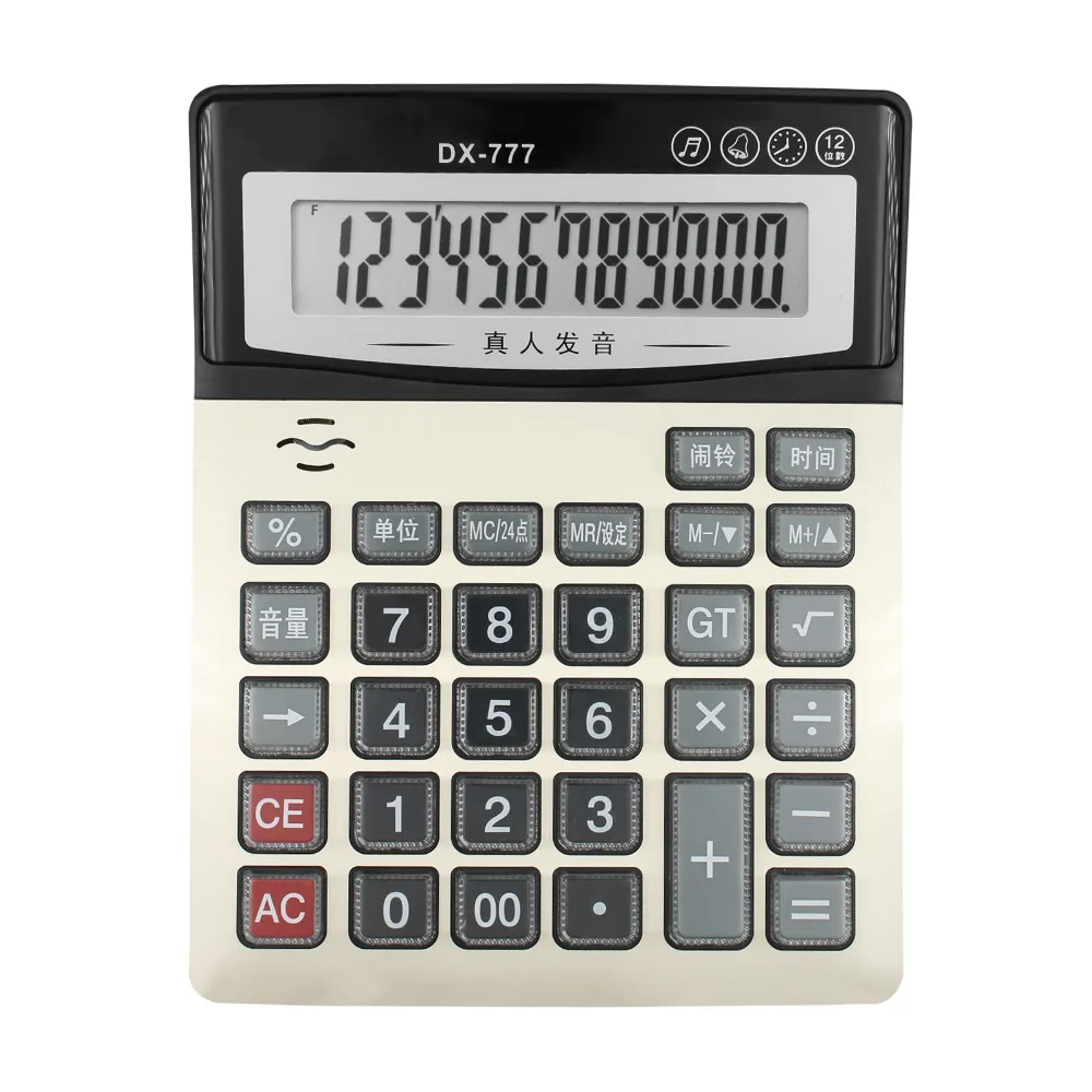 Durable 12 Digit Desk Calculator Clear Display Large Office Calculator Time Display Big Buttons Standard Calculator Home