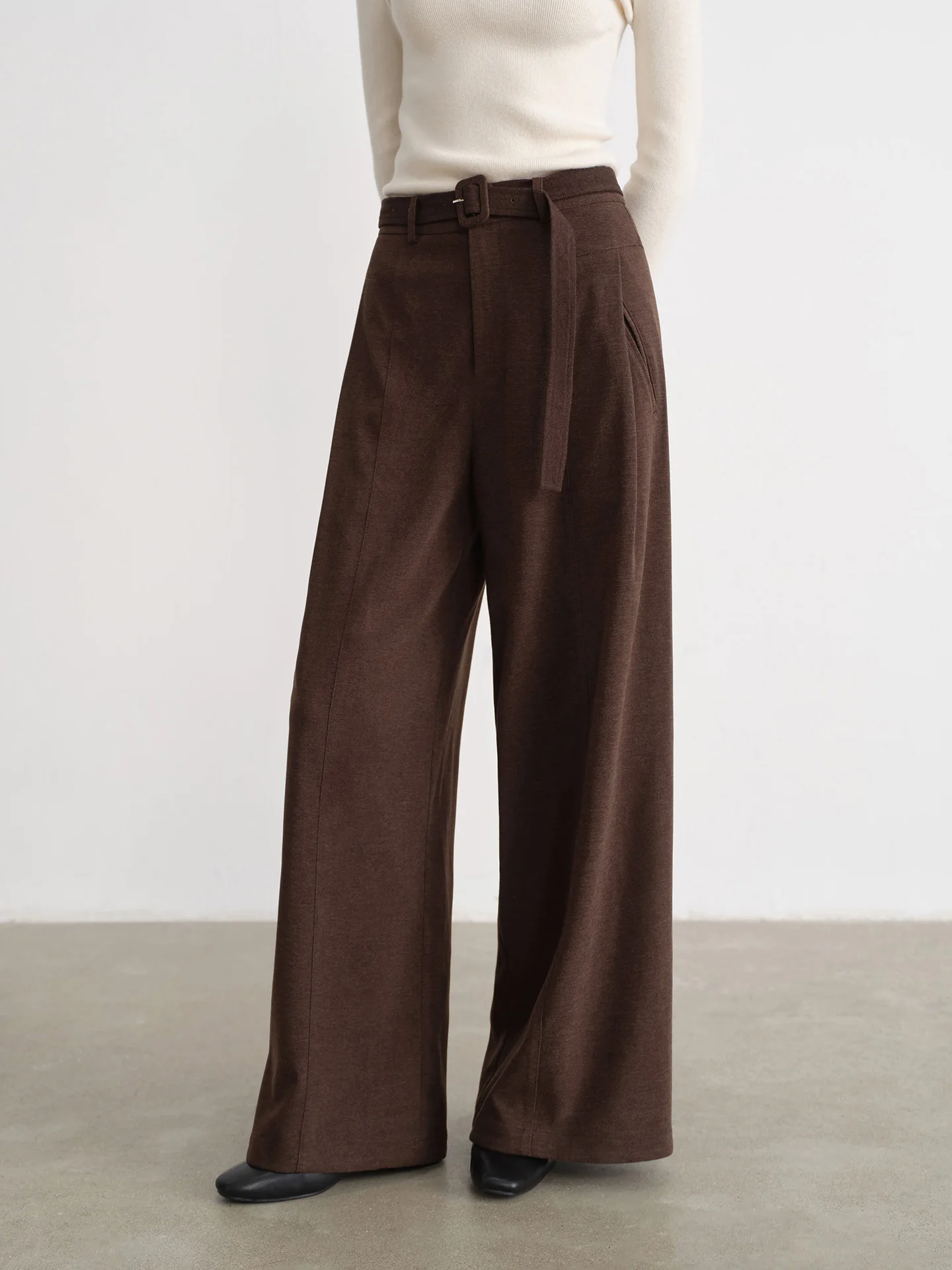 ヴィンテージ ハイウエスト パンツ 女性用 ソフト起毛 ワイドレッグ トラウザーズ レディース ルーズ ストレート カジュアル ボトムス デイリー 秋 冬 服装