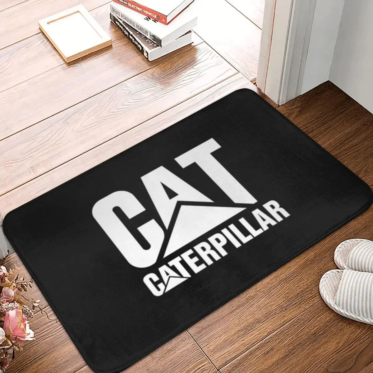 Cat-caterpillar Logo Wycieraczka Dywan Mata dywanowa Podnóżek Poliester Antypoślizgowy Wodoodporny Olejoodporny Przedni Pokój Korytarz Sypialnia Toaleta