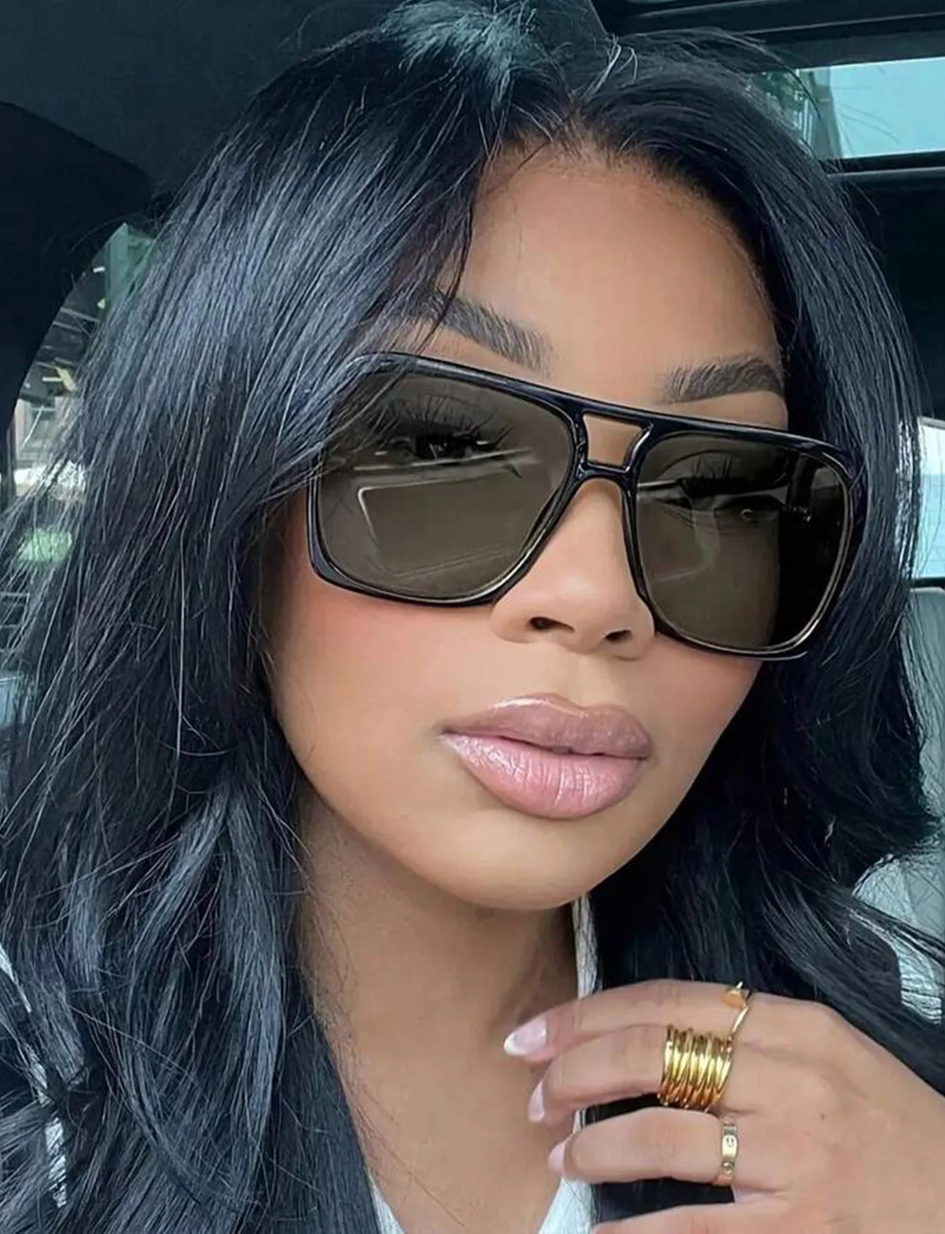 1pc Aviator-stijl dubbele brugbril, modieuze dagelijkse bril, reis- en strandfeestaccessoires voor dames